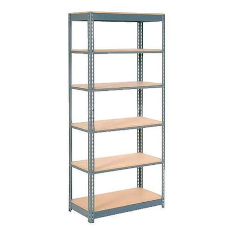 Global Industrial Heavy Duty Shelving 36W x 12D x 72H With 6 Shelves, Wood Deck, Gray B2297508